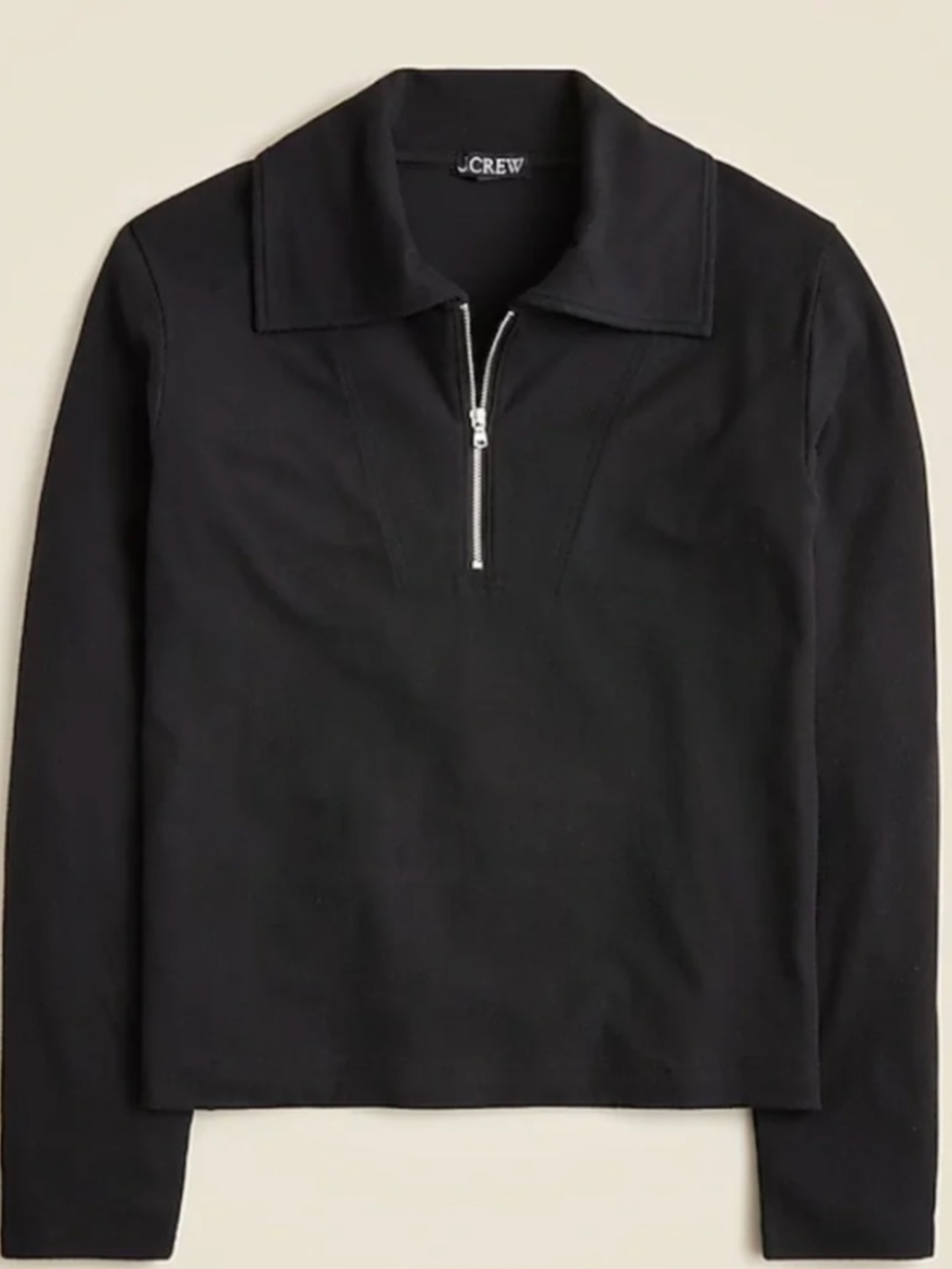 NWOT J.Crew Soft Rib Quarter Zip Top, Black, Medium